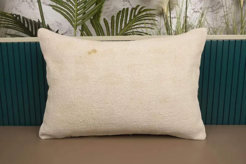 Turkish Pillow Cover, 40x60 cm White Pillowcase, Art Deco Gift Cushion - 1