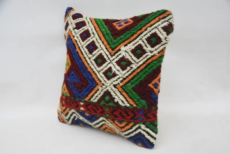 Pillow, 12x12 Blue Pillow Cover, Southwestern Pillow Cover, Ethnical Kilim Rug Pillow, Vintage Kilim Pillow, Turkish Pillow - 3