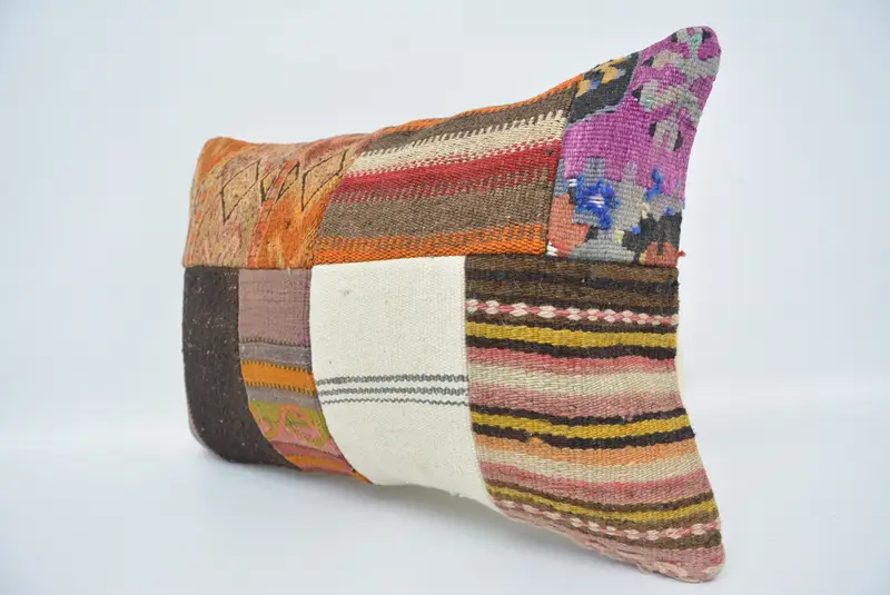 Living Room Throw Pillow Case, Boho Pillow, Interior Designer Pillow, Art Deco Cushion, Vintage Kilim Pillow, Pillow Case, 16x24 Orange Pillow - 4