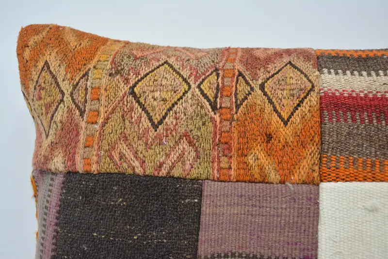 Living Room Throw Pillow Case, Boho Pillow, Interior Designer Pillow, Art Deco Cushion, Vintage Kilim Pillow, Pillow Case, 16x24 Orange Pillow - 2
