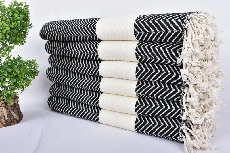 Onun için hediyeler, plaj havlu toplu, monogram havlu, 70x40 pamuk zig zag zag havlu, hafif Türk havlu, peshtemal, bekarlık hediyeleri - 5
