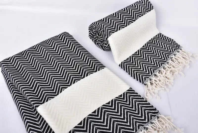Onun için hediyeler, plaj havlu toplu, monogram havlu, 70x40 pamuk zig zag zag havlu, hafif Türk havlu, peshtemal, bekarlık hediyeleri - 1