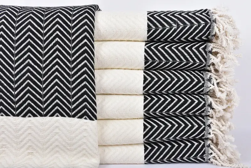 Onun için hediyeler, plaj havlu toplu, monogram havlu, 70x40 pamuk zig zag zag havlu, hafif Türk havlu, peshtemal, bekarlık hediyeleri - 3