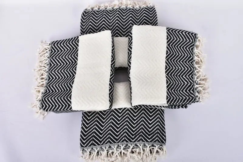 Onun için hediyeler, plaj havlu toplu, monogram havlu, 70x40 pamuk zig zag zag havlu, hafif Türk havlu, peshtemal, bekarlık hediyeleri - 7