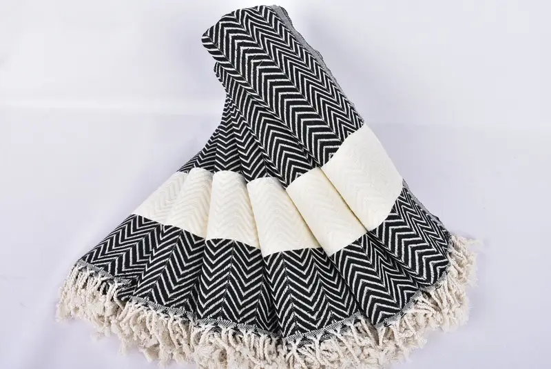 Onun için hediyeler, plaj havlu toplu, monogram havlu, 70x40 pamuk zig zag zag havlu, hafif Türk havlu, peshtemal, bekarlık hediyeleri - 2