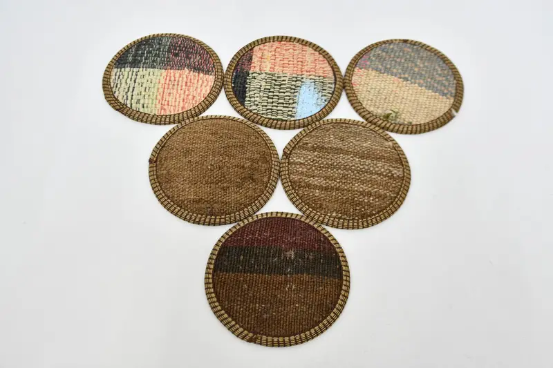 Altılı Çizgili Altlık Seti, Kahverengi ve Bej Masa Altlıkları