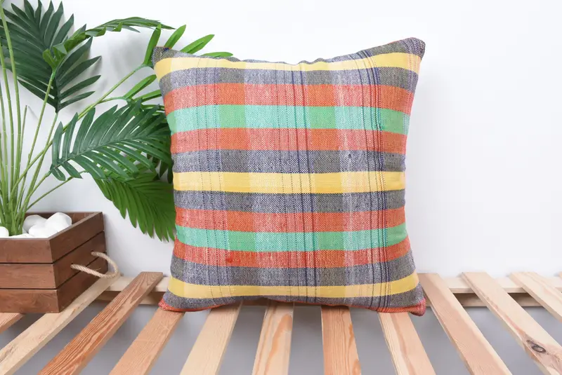 Turkish Pillow, Decorative Bolster Cushion Case, Boho Pillow Sham Cover, Cushion Cover, Kilim Pillow Cover, 18x18 Red Cushion - 1