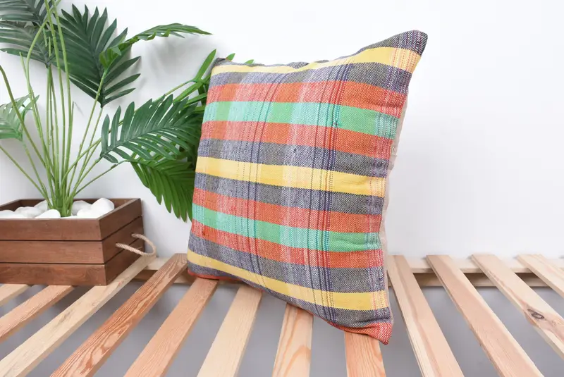 Turkish Pillow, Decorative Bolster Cushion Case, Boho Pillow Sham Cover, Cushion Cover, Kilim Pillow Cover, 18x18 Red Cushion - 5