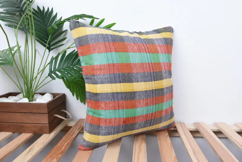 Turkish Pillow, Decorative Bolster Cushion Case, Boho Pillow Sham Cover, Cushion Cover, Kilim Pillow Cover, 18x18 Red Cushion - 4