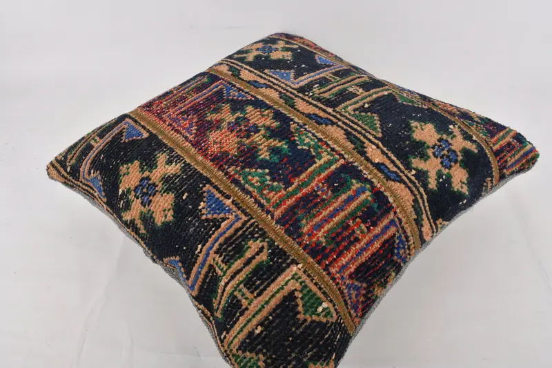 Handmade Cushion, Home Decor Pillow, Kilim Rug Pillow Sham, Pillow Case, Throw Kilim Pillow, 24x24 Blue Cushion Cover, Kilim Cushion Sham - 6