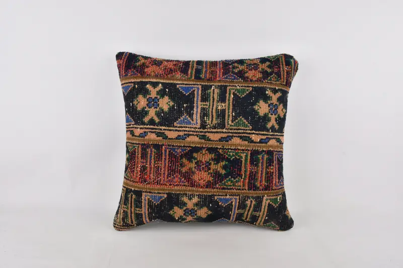Handmade Cushion, Home Decor Pillow, Kilim Rug Pillow Sham, Pillow Case, Throw Kilim Pillow, 24x24 Blue Cushion Cover, Kilim Cushion Sham - 1