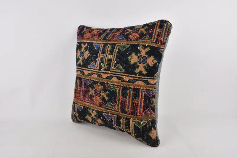 Handmade Cushion, Home Decor Pillow, Kilim Rug Pillow Sham, Pillow Case, Throw Kilim Pillow, 24x24 Blue Cushion Cover, Kilim Cushion Sham - 3