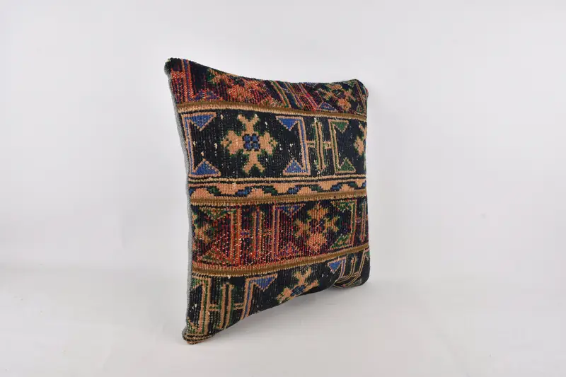 Handmade Cushion, Home Decor Pillow, Kilim Rug Pillow Sham, Pillow Case, Throw Kilim Pillow, 24x24 Blue Cushion Cover, Kilim Cushion Sham - 2