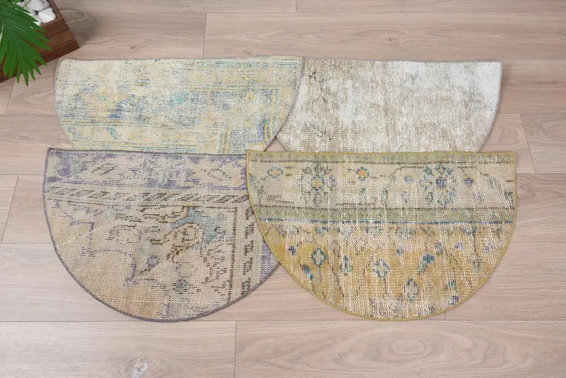 Alfombra Kilim vintage Boho Chic, felpudo semicircular ecológico