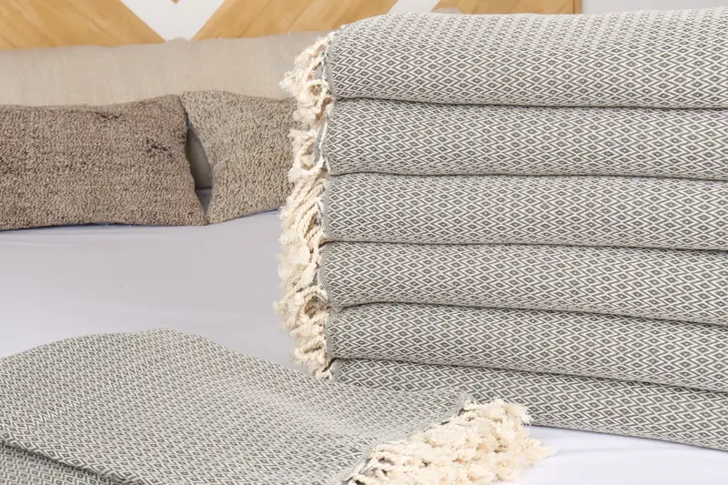 96x80 Cotton Diamond Towel, Boho Throw Blankets, Bedspread, Quenn Bedspread, Bachelorette Party Favors, Organic Beach Blanket, Turkish Blanket Throw - 3