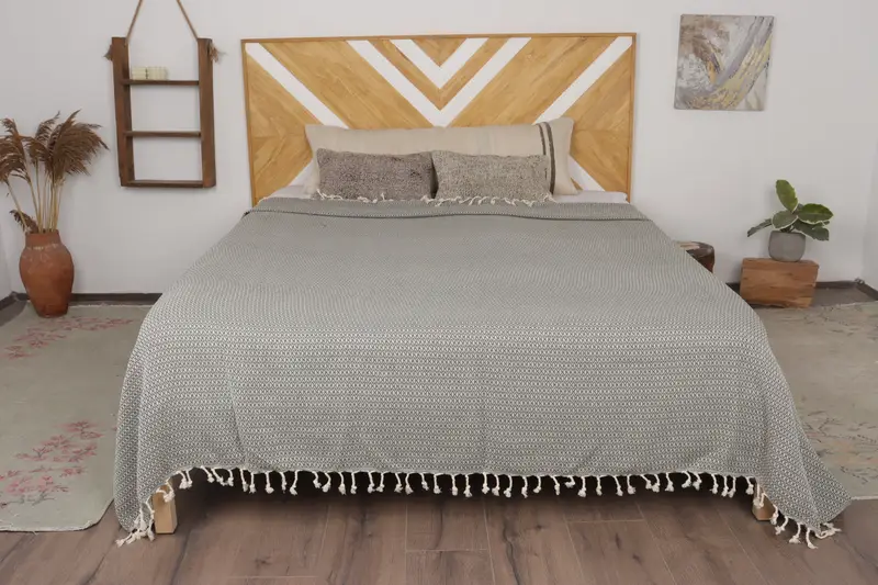 96x80 Cotton Diamond Towel, Boho Throw Blankets, Bedspread, Quenn Bedspread, Bachelorette Party Favors, Organic Beach Blanket, Turkish Blanket Throw - 1