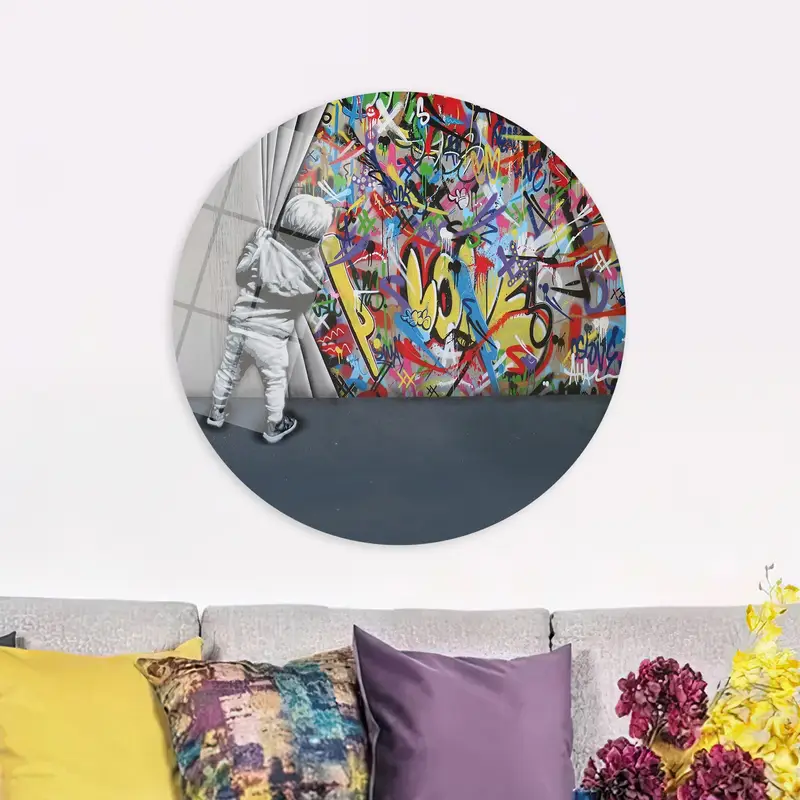 Vibrant Banksy Graffiti Canvas Print - Urban Art Masterpiece