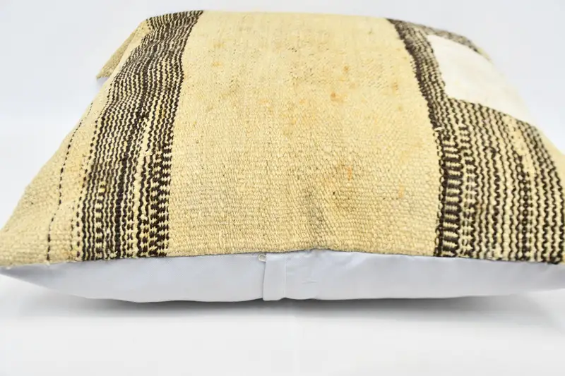 Pillow Cover, Bolster Throw Pillow Case, Square Throw Pillow Cover, 32x32 Beige Pillow Sham, Gift Pillow, Turkish Kilim Pillow, Antique Pillows - 6