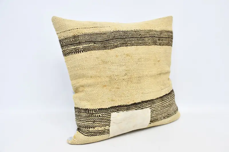 Pillow Cover, Bolster Throw Pillow Case, Square Throw Pillow Cover, 32x32 Beige Pillow Sham, Gift Pillow, Turkish Kilim Pillow, Antique Pillows - 3