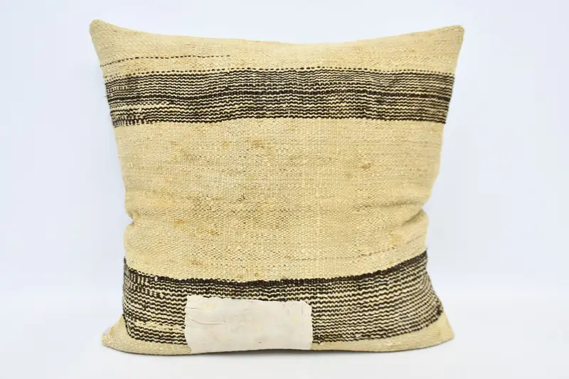 Pillow Cover, Bolster Throw Pillow Case, Square Throw Pillow Cover, 32x32 Beige Pillow Sham, Gift Pillow, Turkish Kilim Pillow, Antique Pillows - 1