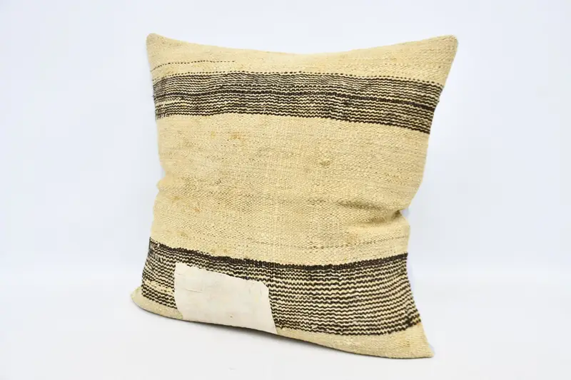 Pillow Cover, Bolster Throw Pillow Case, Square Throw Pillow Cover, 32x32 Beige Pillow Sham, Gift Pillow, Turkish Kilim Pillow, Antique Pillows - 4