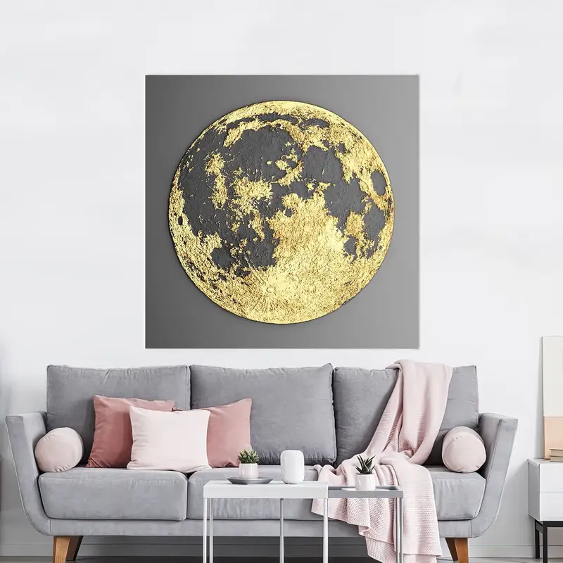 Gold Moon Art, Moon Canvas Art, Abstract Moon Decor, Modern Moon Art, Minimal Wall Art, Modern Art Decor, Contemporary, Canvas Art, - 2