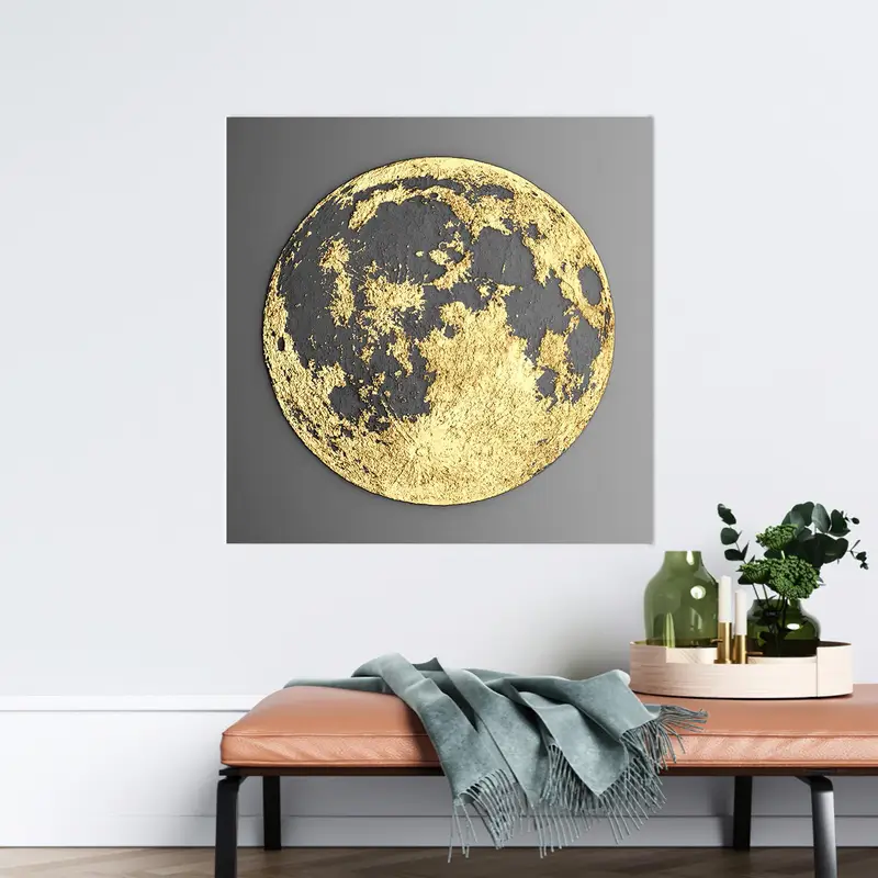 Gold Moon Art, Moon Canvas Art, Abstract Moon Decor, Modern Moon Art, Minimal Wall Art, Modern Art Decor, Contemporary, Canvas Art, - 3