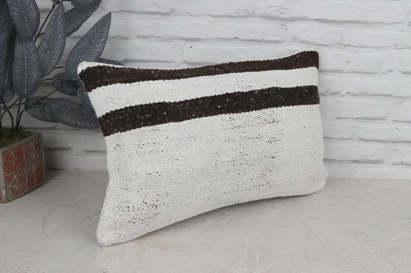 Antique Pillows, 12x20 White Pillow, Kilim Pillow, Ottoman Cushion Cover, Pillow Case, Turkish Rugs Pillow Sham, Vintage Pillow - 3