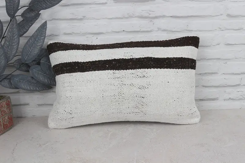 Antique Pillows, 12x20 White Pillow, Kilim Pillow, Ottoman Cushion Cover, Pillow Case, Turkish Rugs Pillow Sham, Vintage Pillow - 1