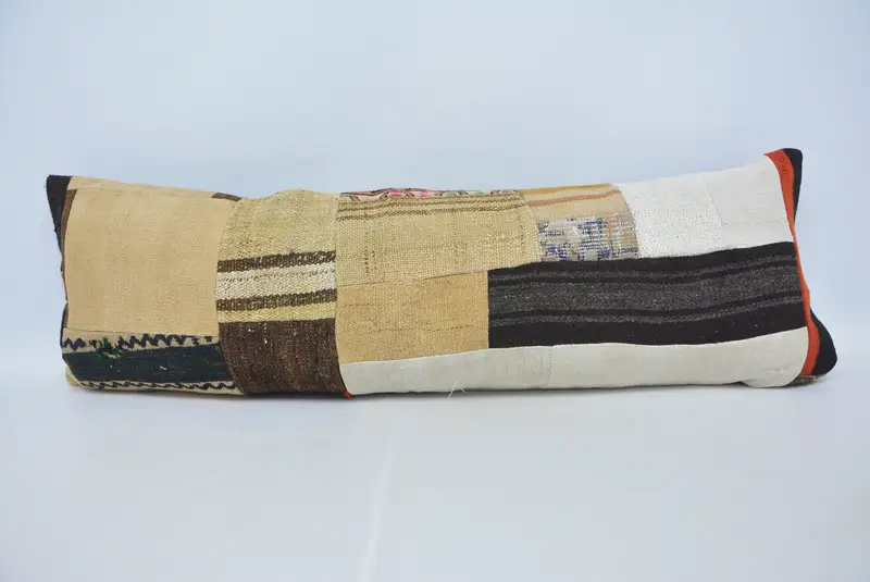 Almohada de tiro a rayas beige, cojín versátil de 16x48