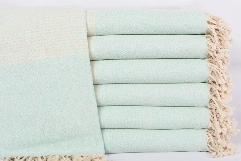 Mint Chevron Beach Towel, Organic Cotton, 70x40 Inches
