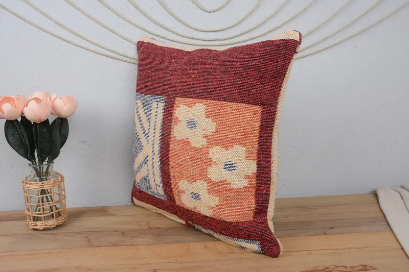 Vintage Pillow, Kilim Pillow, Custom Pillow, 20x20 Red Cushion Case, Cushion Case, Handmade Kilim Cushion, Outdoor Bolster Pillow Case - 4