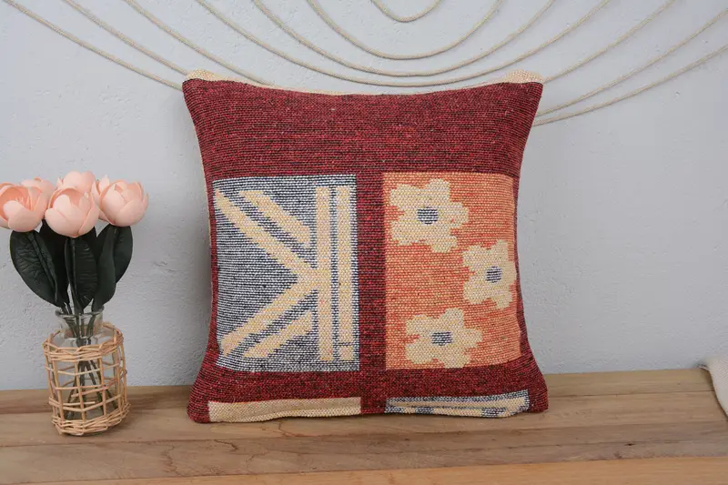 Vintage Pillow, Kilim Pillow, Custom Pillow, 20x20 Red Cushion Case, Cushion Case, Handmade Kilim Cushion, Outdoor Bolster Pillow Case - 2