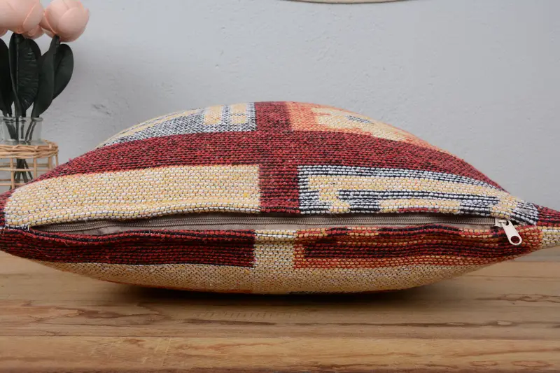 Vintage Pillow, Kilim Pillow, Custom Pillow, 20x20 Red Cushion Case, Cushion Case, Handmade Kilim Cushion, Outdoor Bolster Pillow Case - 5