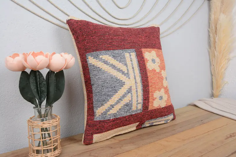 Vintage Pillow, Kilim Pillow, Custom Pillow, 20x20 Red Cushion Case, Cushion Case, Handmade Kilim Cushion, Outdoor Bolster Pillow Case - 1