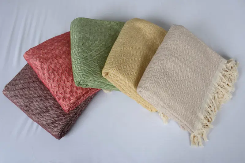 96x80 Cotton Diamond Towel, Personalized Home Gift Wedding, Housewarming Gift, Throw Blanket, Turkish Bedcover, Bedspread, Birthday Gift - 1