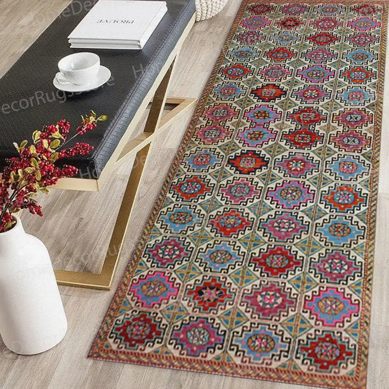 エレガントなプリントラグ：アステカ、ナバホ、キリムデザインの融合