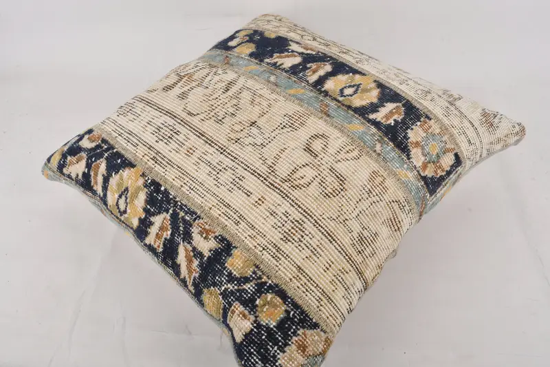Pastel Cushion Case, 24x24 Beige Cushion, Vintage Kilim Pillow, Pillow Cover, Neutral Throw Cushion, Kilim Pillow Cover, Antique Pillows - 6