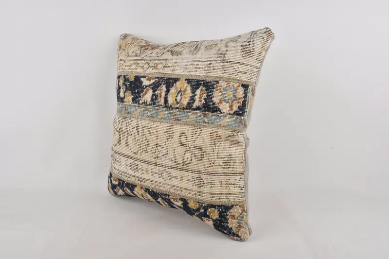 Pastel Cushion Case, 24x24 Beige Cushion, Vintage Kilim Pillow, Pillow Cover, Neutral Throw Cushion, Kilim Pillow Cover, Antique Pillows - 3