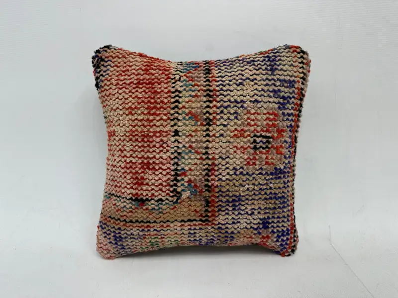 Authentic Pillow Case, Pillow Cover, 12x12 Blue Cushion Cover, Boho Pillow, Shabby Chic Pillow Case, Turkish Kilim Pillow, Home Decor Pillow - 1