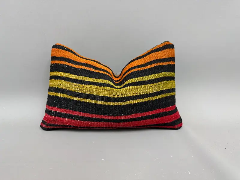 Handmade Kilim Cushion, Bohemian Cushion Pillow Sham, Kilim Pillow Cover, Pillow for Sofa, 12x20 Red Cushion Case, Pillow Cover - 1