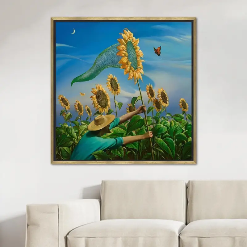 エレガントな海岸沿いの農家のキャンバス: 抽象的な花の至福