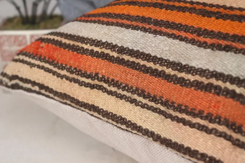 Pastel Pillow, 20x28 Orange Pillow Sham, Turkish Kilim Pillow, Turkish Pillow, Ikat Cushion Case, Boho Pillow Sham Cover, Cushion Cover - 7