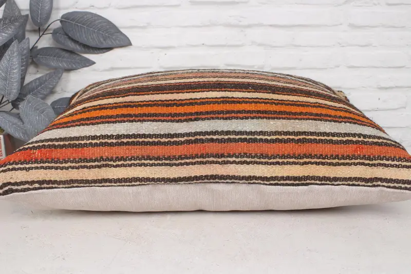 Pastel Pillow, 20x28 Orange Pillow Sham, Turkish Kilim Pillow, Turkish Pillow, Ikat Cushion Case, Boho Pillow Sham Cover, Cushion Cover - 5