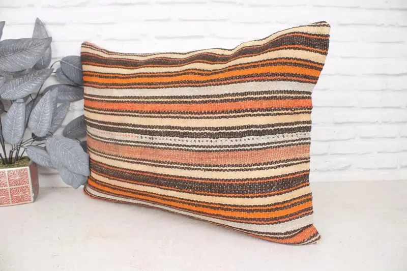 Pastel Pillow, 20x28 Orange Pillow Sham, Turkish Kilim Pillow, Turkish Pillow, Ikat Cushion Case, Boho Pillow Sham Cover, Cushion Cover - 4