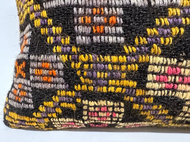 Turkish Pillow, Handmade Kilim Cushion, 12x36 Yellow Pillow Case, Antique Pillows, Cushion Cover, Retro Throw Cushion Case - 4