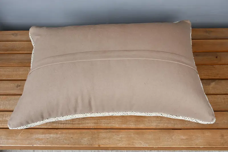 16x24 Beige Cushion Cover, Oriental Pillow Cover, Cushion Cover, Antique Pillows, Boho Pillow Sham Cover, Handmade Kilim Cushion - 4