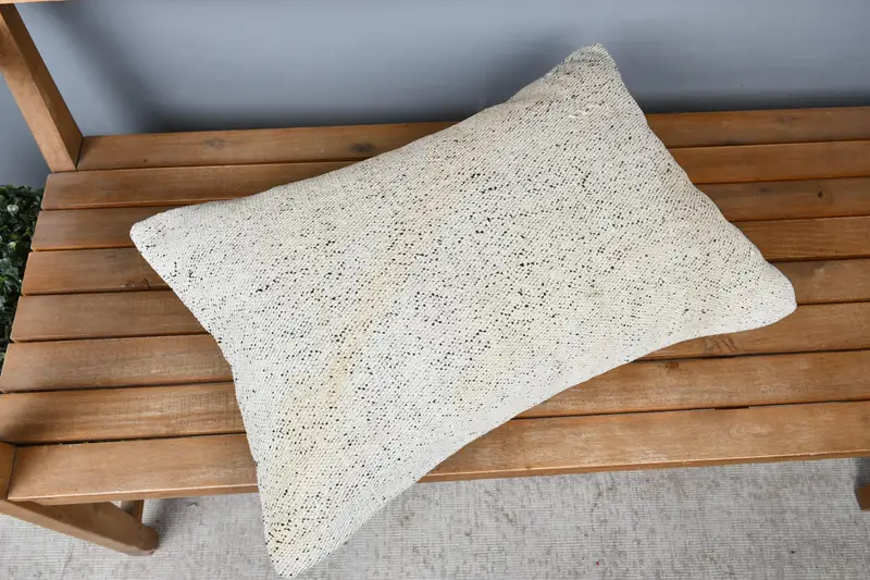 16x24 Beige Cushion Cover, Oriental Pillow Cover, Cushion Cover, Antique Pillows, Boho Pillow Sham Cover, Handmade Kilim Cushion - 2