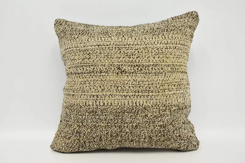 Throw Kilim Pillow, Luxury Pillow, Vintage Kilim Pillow, 16x16 Brown Cushion Case, Pillow Case, Turkish Kilim Pillow, Retro Pillow - 1