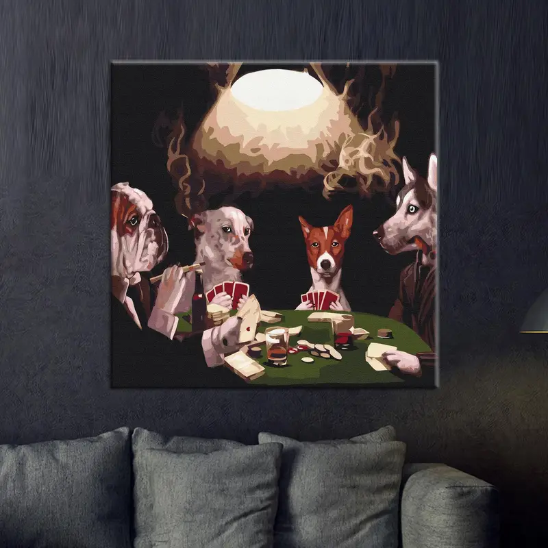 Elegante Poker-Hund-Leinwand: Spielzimmer-Kunstdruck